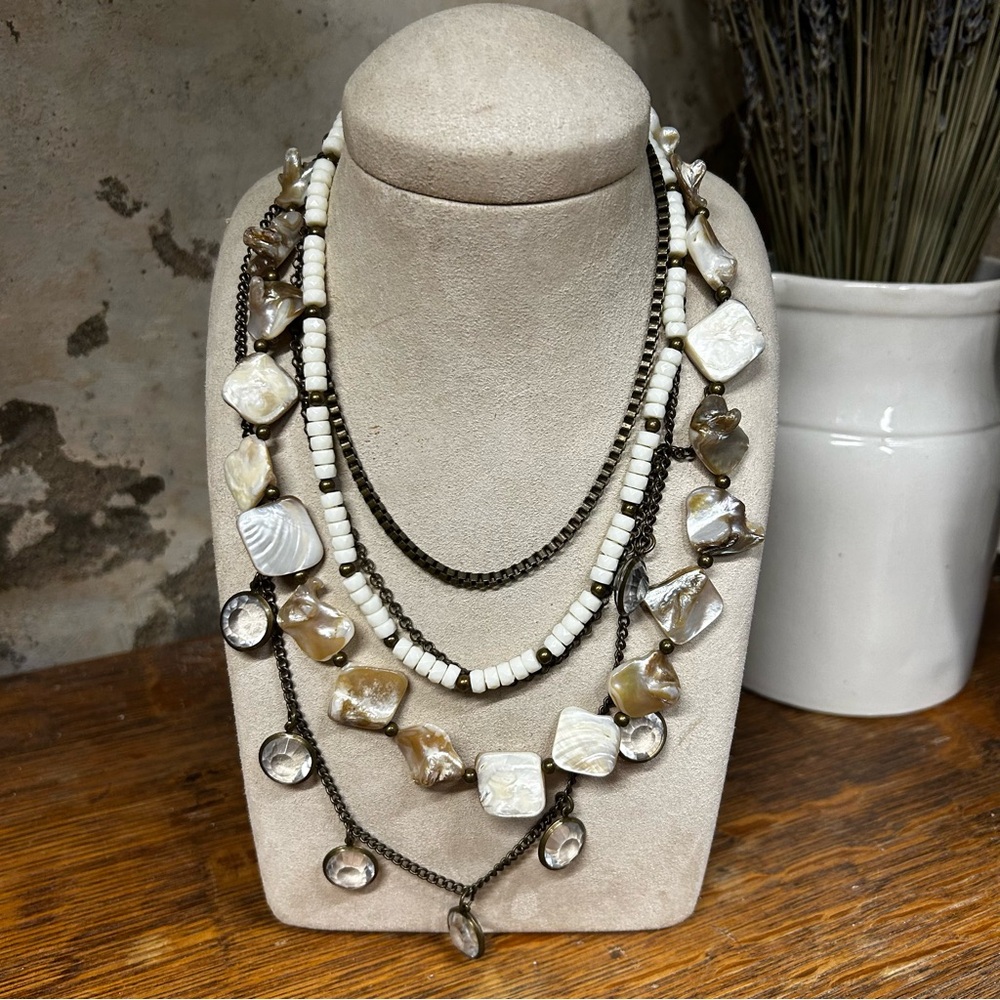 Cookie Lee 'Natural Beauty' 5 Strand Mixed Media Statement Necklace: Size 15-20"